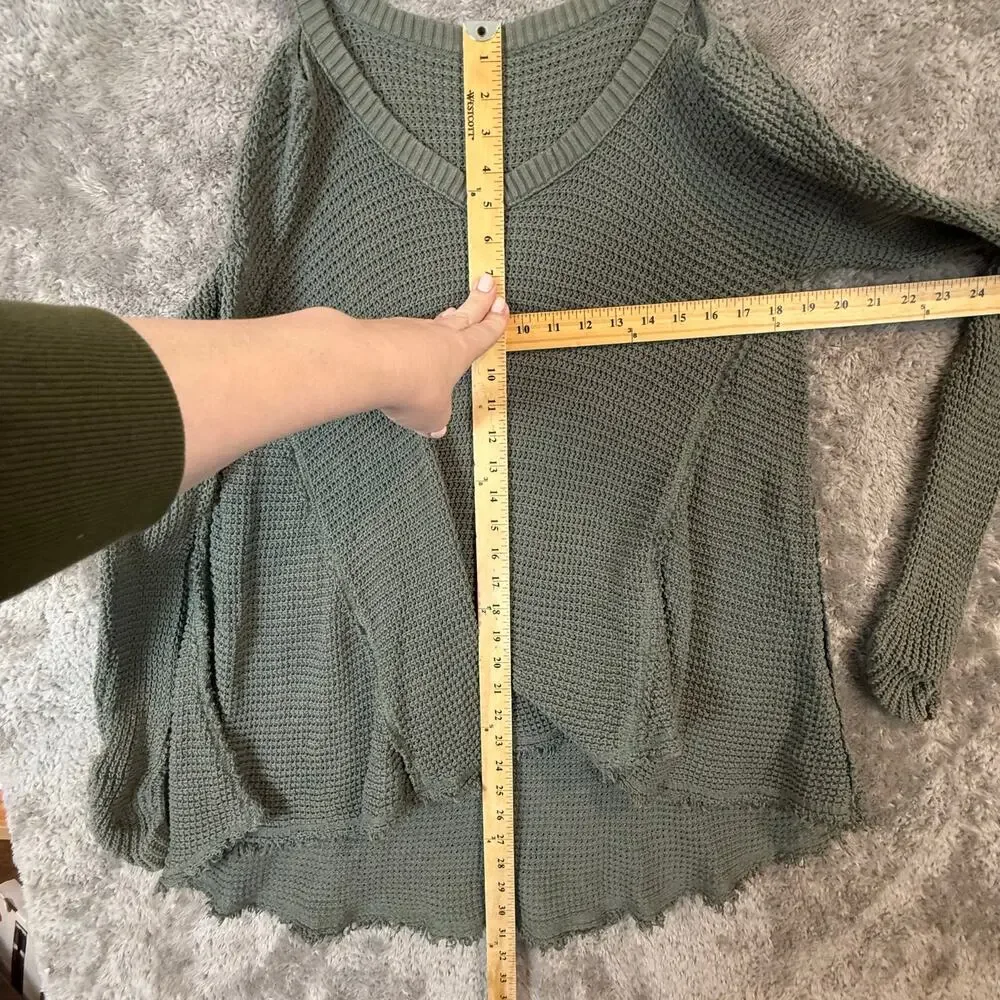 Free People Green Cotton Moonshine Cold Shoulder Boho Knit Sweater S Small